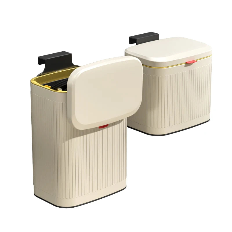 Household Trash Can Stainless Steel Dust Bin Wall-mounted Trash Can for Kitchen Hanging on Door of Cabinet